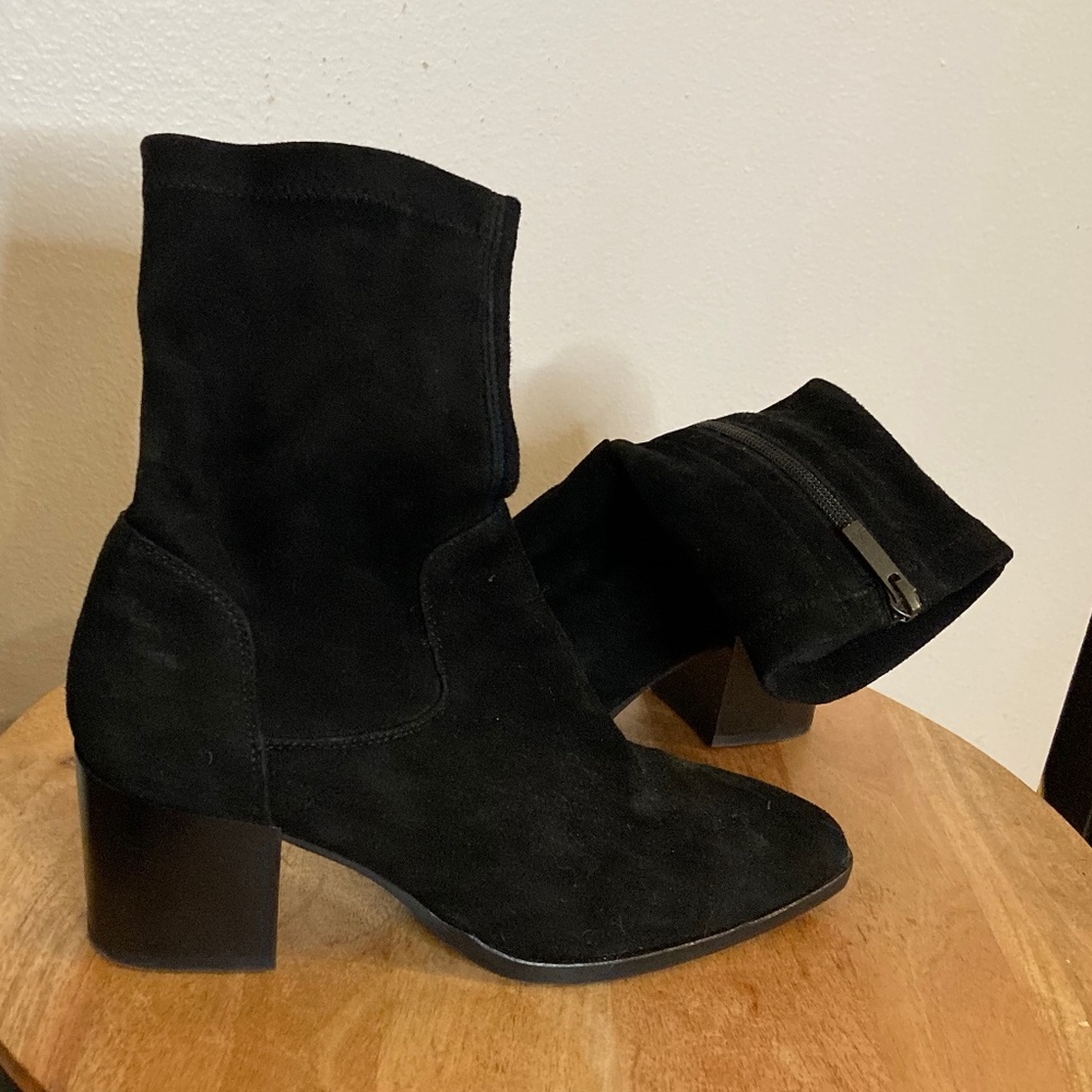 aquatalia Carie weatherproof slim block heel ankle stretch boots